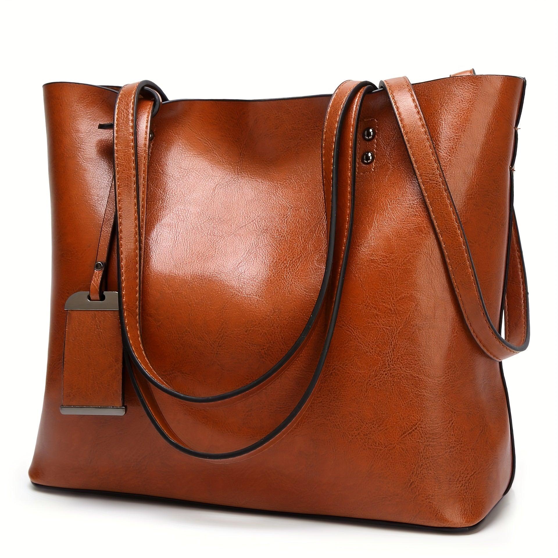 Women's Faux Leather Tote Bag Large Capacity Shoulder Bag - Bedrott